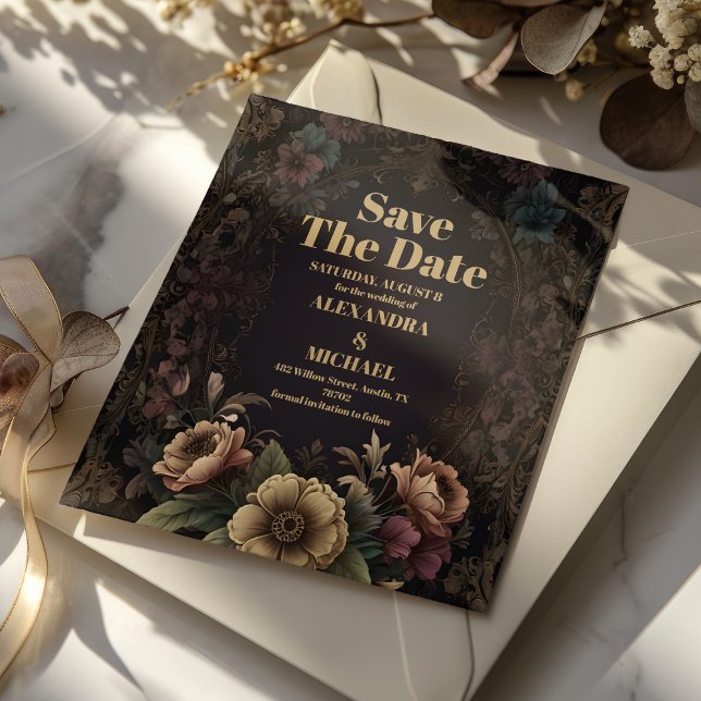 Royal Victorian Gothic Floral Wedding Save The Date (Creator Uploaded)