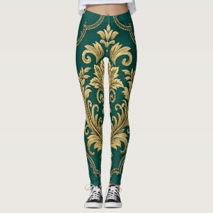Royal Victorian Seamless Pattern – Golden Ornament Leggings