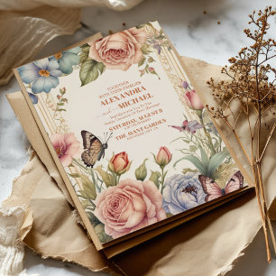 Royal Victorian Wedding Floral Ornaments Invitation