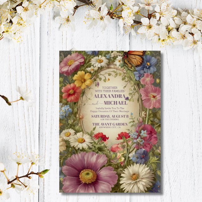 Royal Victorian Wedding Whimsical Floral Ornaments Invitation (Creator Uploaded)