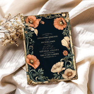 Royal Victorian Wedding Whimsical Floral Wedding Invitation