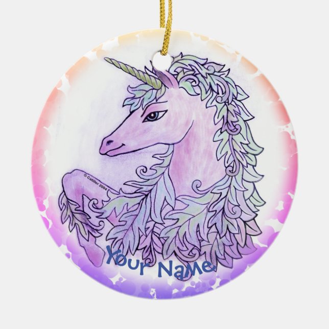 Royal Violet Unicorn Ceramic Ornament (Front)