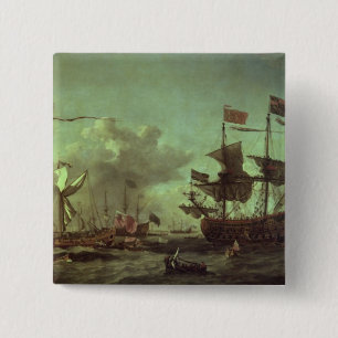 Royal Visit to the Fleet, 5th June 1672 15 Cm Square Badge