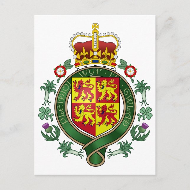 Royal Wales Official Coat Of Arms Heraldry Symbol Postcard (Front)