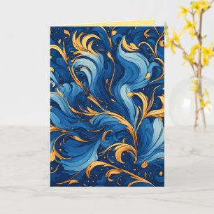 Royal Waves of Whimsy Swirls of Blue & Gold Card