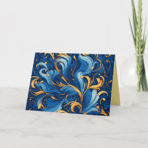 Royal Waves of Whimsy Swirls of Blue & Gold Thank You Card