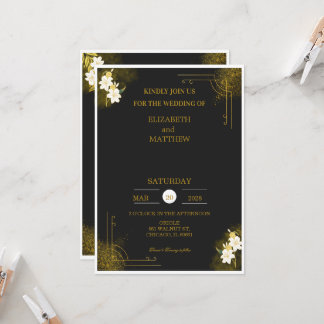 Royal wedding invitation in black and gold