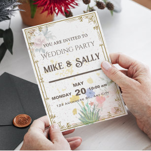 Royal Wedding Invitations, Flowers and Greenery Invitation