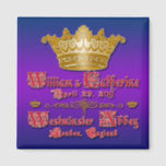 Royal Wedding Magnets for Party Favours<br><div class="desc">Having a royal wedding viewing party? or just want to commemorate the royal wedding between Prince William and Catherine Middleton? Magnets have a royal purple background, a huge gold coloured crown, and text that reads William and Catherine, April 29, 2011, Westminster Abbey, London England. Pass them out to guests or...</div>