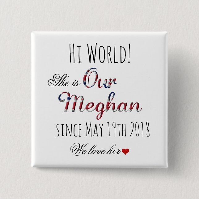 Royal Wedding Meghan Markle Prince Harry May 19th 15 Cm Square Badge (Front)