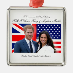 Royal Wedding Prince Harry and Meghan Markle Metal Ornament