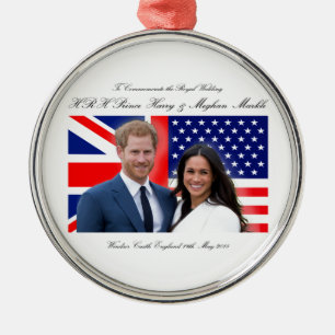 Royal Wedding Prince Harry and Meghan Markle Metal Ornament