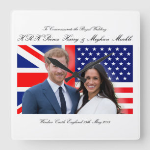 Royal Wedding Prince Harry and Meghan Markle Square Wall Clock