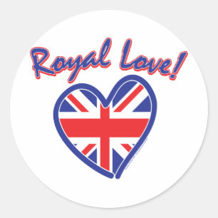 Royal Wedding, Royal Love, Union Jack Heart Classic Round Sticker