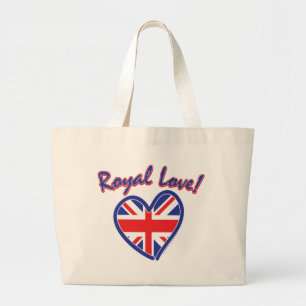 Royal Wedding, Royal Love, Union Jack Heart Large Tote Bag