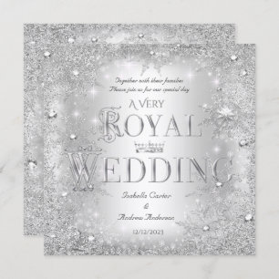 Royal Wedding Silver Winter Wonderland Crown Invitation