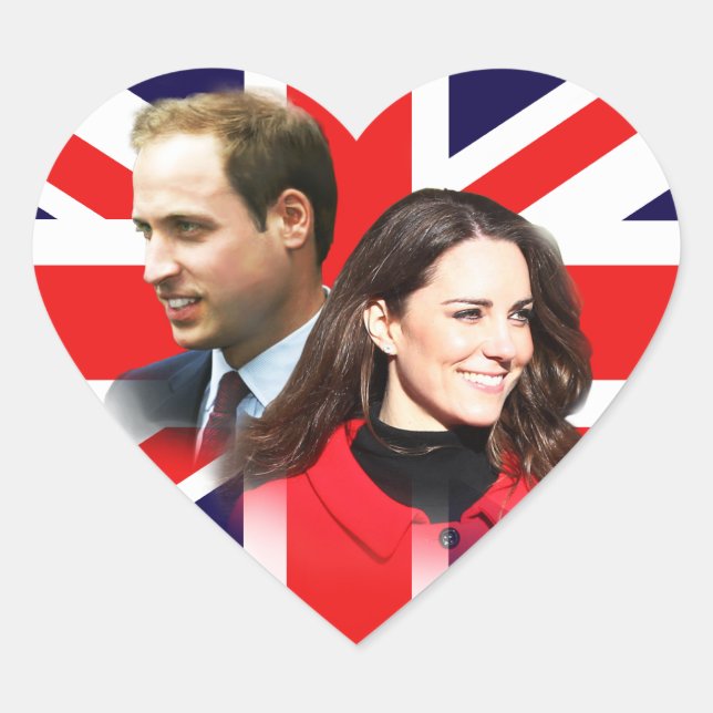 Royal Wedding - William & Kate Heart Stickers (Front)