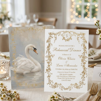 Royal White and Gold Elegant Classic wedding  Invitation