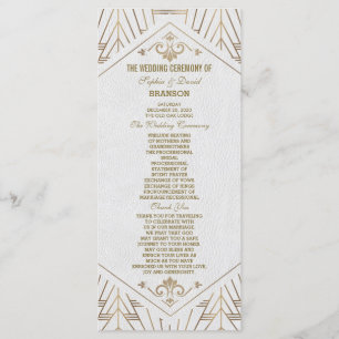 Royal White Gold Great Gatsby Wedding Program