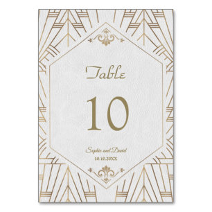 Royal White Gold Great Gatsby Wedding Table Number