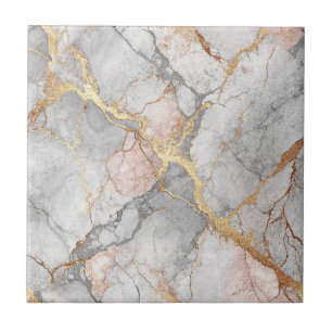 Royal White Marble Stone & Gold Vein Pattern Art Ceramic Tile