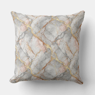 Royal White Marble Stone & Gold Vein Pattern Art Cushion