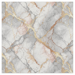 Royal White Marble Stone & Gold Vein Pattern Art Fabric