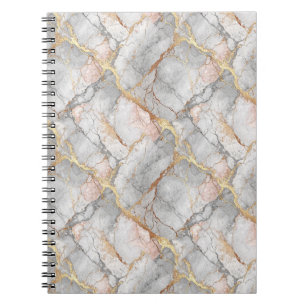Royal White Marble Stone & Gold Vein Pattern Art Notebook