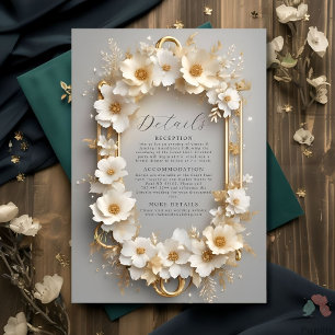 Royal White Roses Floral Crown Details Enclosure Card