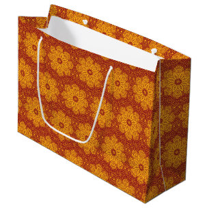 Royal yellow and red mandala pattern large gift bag