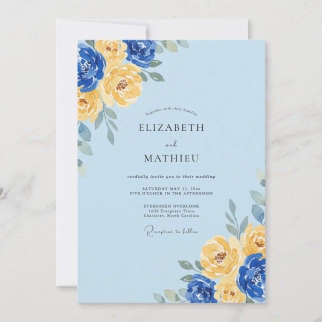 Royal Yellow Petal Wedding Invitation (Front)