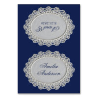 Royale Blue Doily Old Money Wedding Place Cards