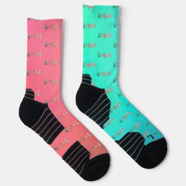 RoyaLi, Floral Letters | Pink & Turquoise Socks (Right)