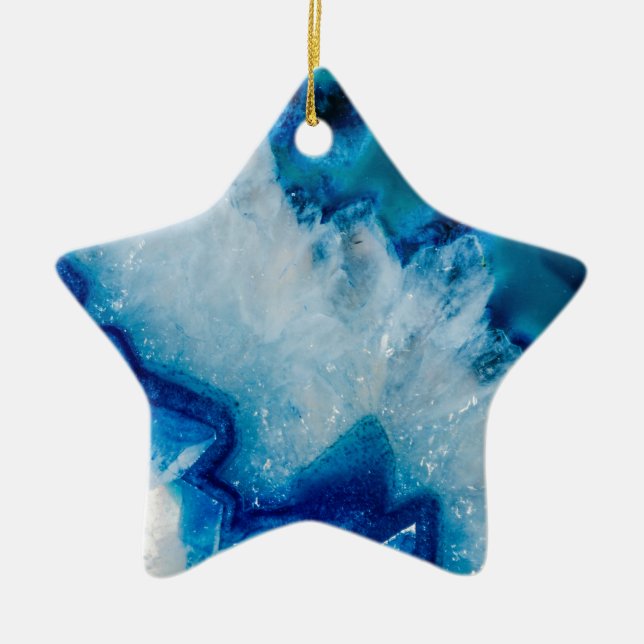 Royally Blue Agate Ceramic Tree Decoration (Front)