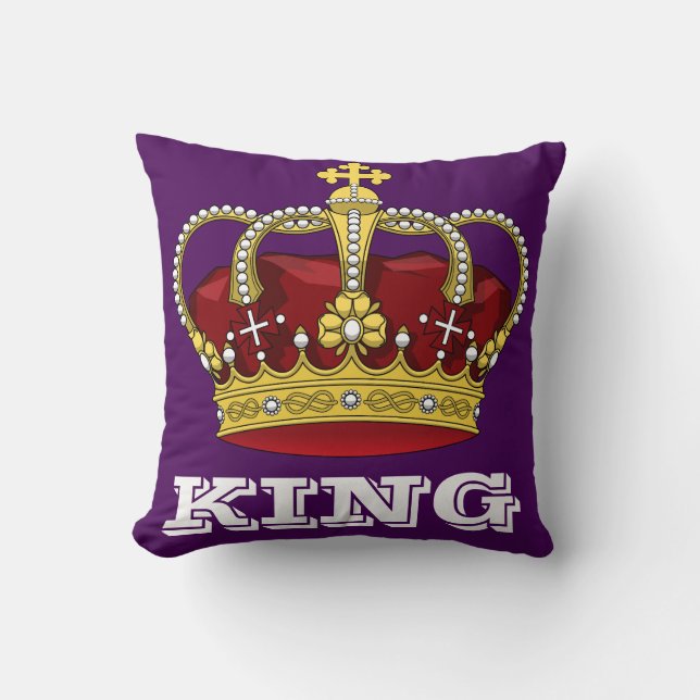 Royalty King Crown Royal Purple & Initial Letter Cushion (Front)