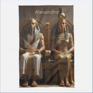 Royalty of Ancient Egypt King & Queen Tea Towel