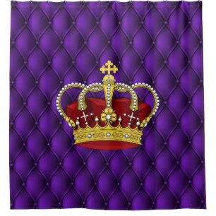 Royalty Queen's Crown & Royal Purple Faux Pin Tuck Shower Curtain