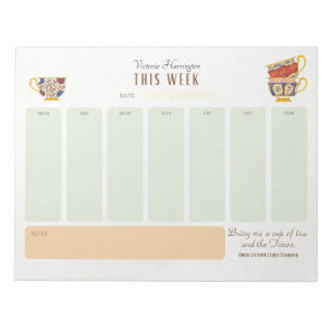 Royalty Tea Lover Personalised Weekly Planner Notepad
