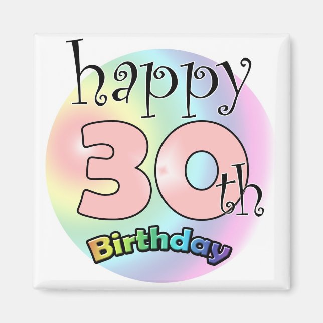 Roze Happy 30th Birthday Magnet (Front)