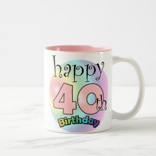 Roze Happy 40th Birthday Two-Tone Coffee Mug