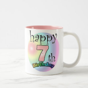 Roze Happy 7th Birthday Two-Tone Coffee Mug