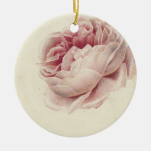 Roze Roos (1792) – Timeless Vintage Botanical Art Ceramic Ornament