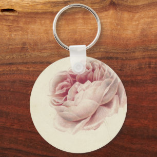 Roze Roos (1792) – Timeless Vintage Botanical Art Key Ring