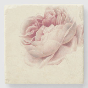 Roze Roos (1792) – Timeless Vintage Botanical Art Stone Coaster