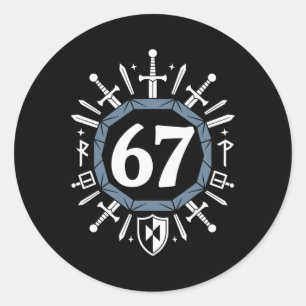 Rpg 67 Number 6 7 Meme Six Seven Students Video Ga Classic Round Sticker
