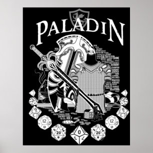 RPG Class Series Paladin - White Text Poster