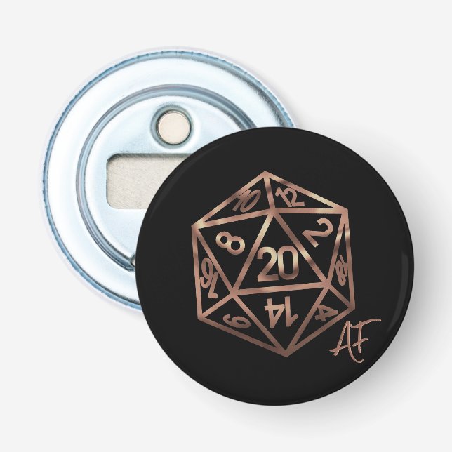RPG Crit AF | Copper Fantasy Tabletop Gamer Dice Bottle Opener (Front)
