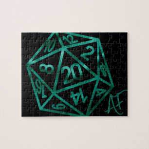 RPG Crit AF   Emerald Fantasy Tabletop Gamer Dice Jigsaw Puzzle