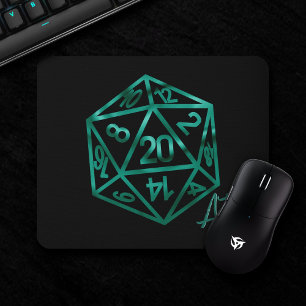 RPG Crit AF Emerald Fantasy Tabletop Gamer Dice Mouse Pad