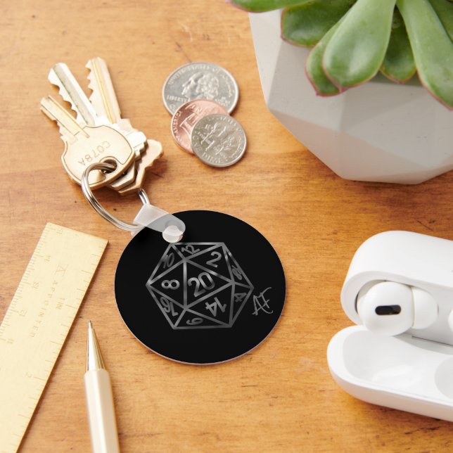 RPG Crit AF | Fantasy Tabletop Retro Gamer Dice Key Ring (Desk)